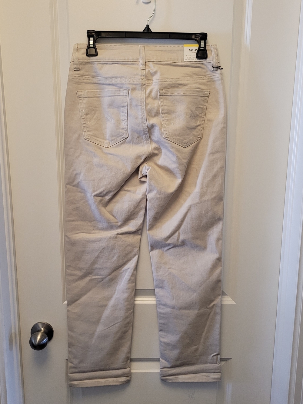 NWT Santana Jeans Size 6 Ivory Tan Tummy Control Mid Rise Straight Leg - Picture 4 of 8